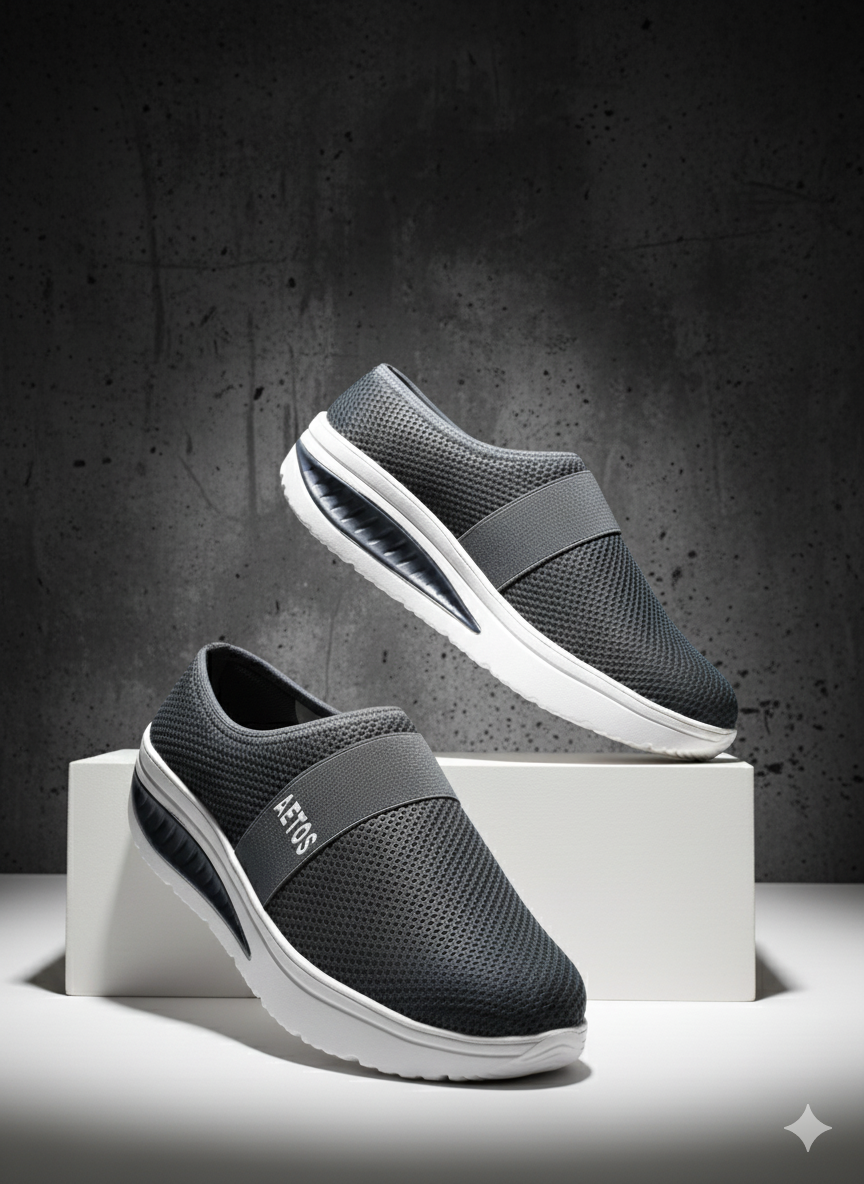 Aetos Women's Grey Chunky Slip-On Sports Sandals - Air Cushion Breathable Comfort Shoes