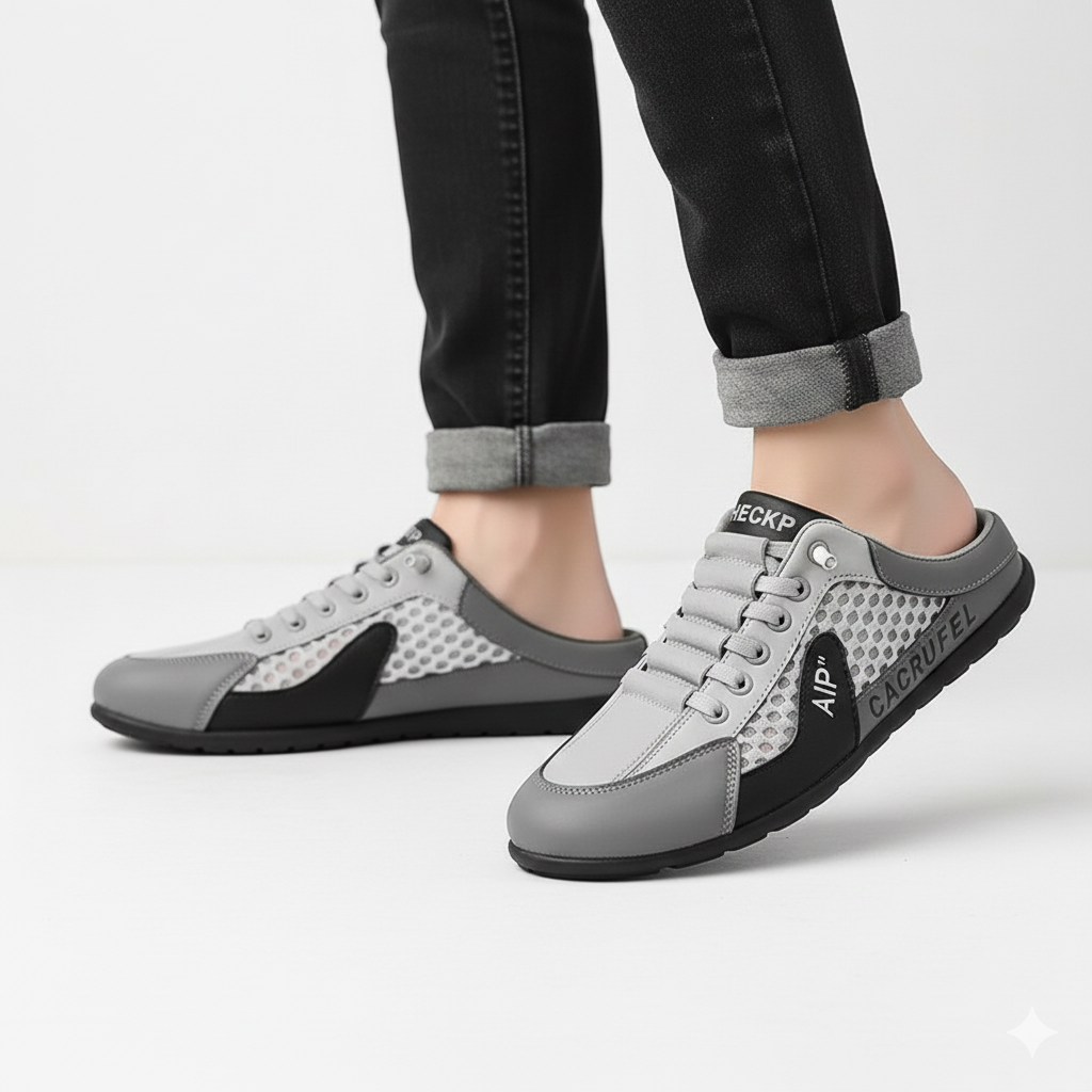 Aetos Men's Grey Half Casual Shoes - Lightweight Slip-On Loafers for Everyday Comfort