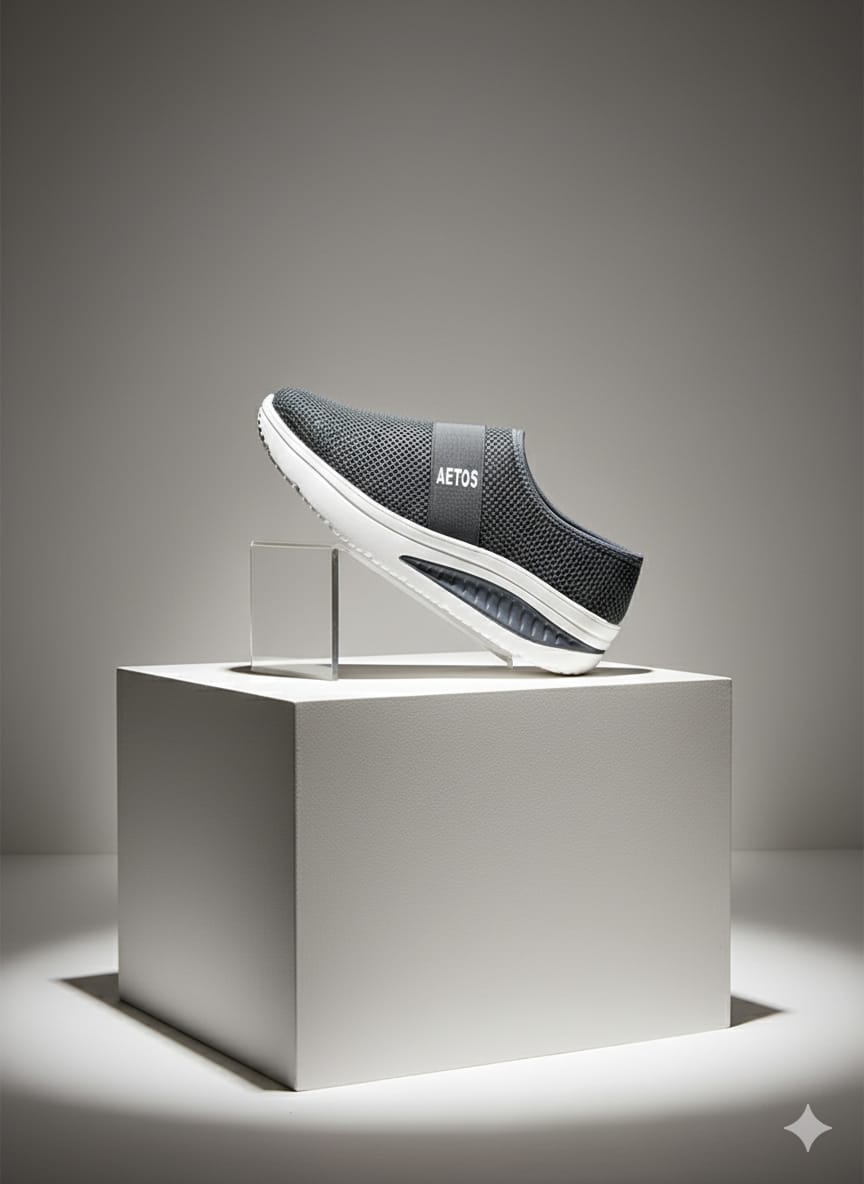 Aetos Women's Grey Chunky Slip-On Sports Sandals - Air Cushion Breathable Comfort Shoes