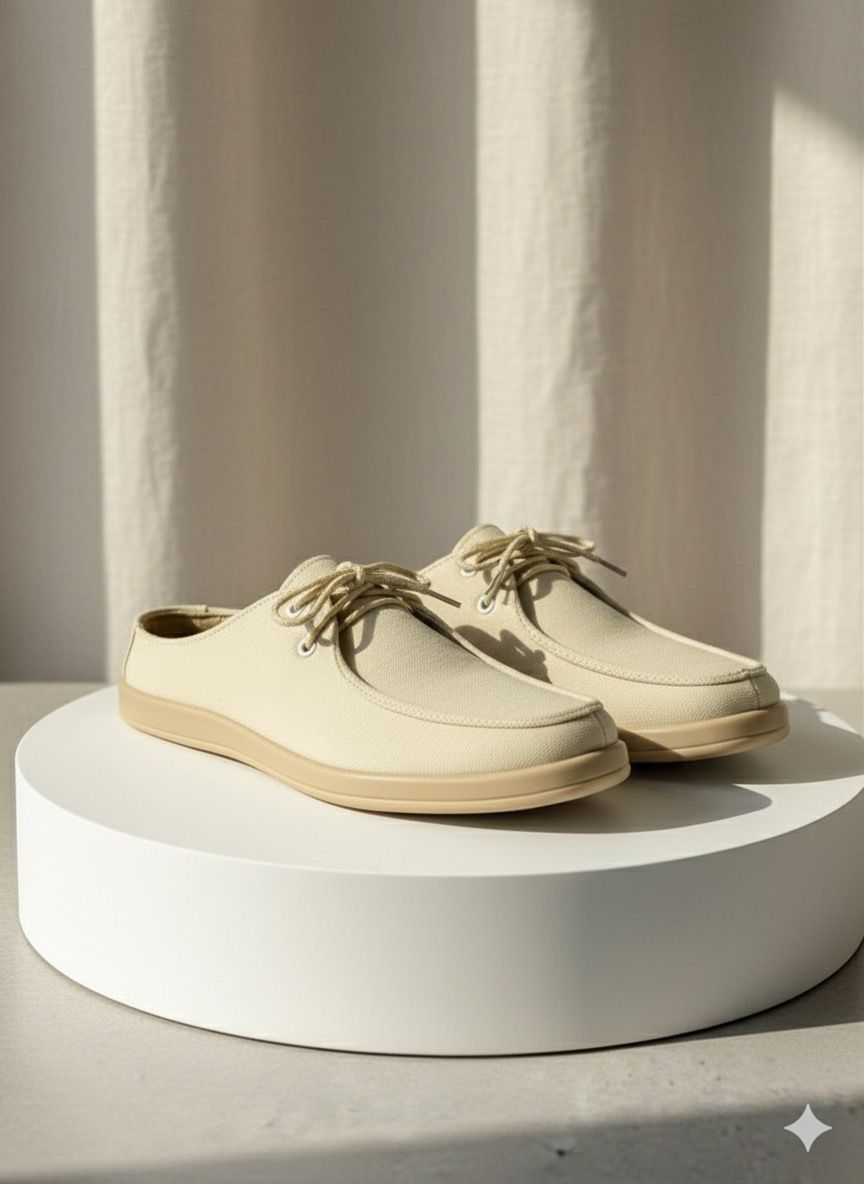 Aetos Men's Beige Linen Fisherman Slip-On Shoes - Breathable Casual Summer Loafers