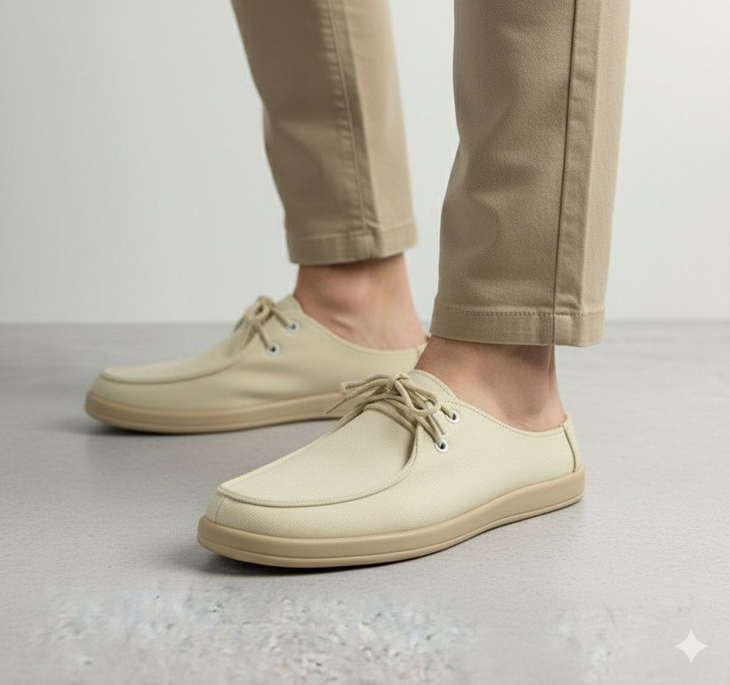 Aetos Men's Beige Linen Fisherman Slip-On Shoes - Breathable Casual Summer Loafers