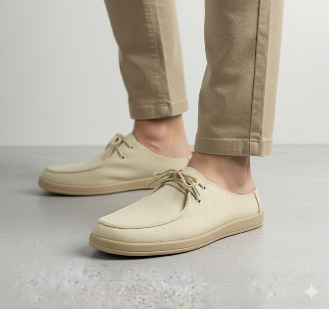 Aetos Men's Beige Linen Fisherman Slip-On Shoes - Breathable Casual Summer Loafers